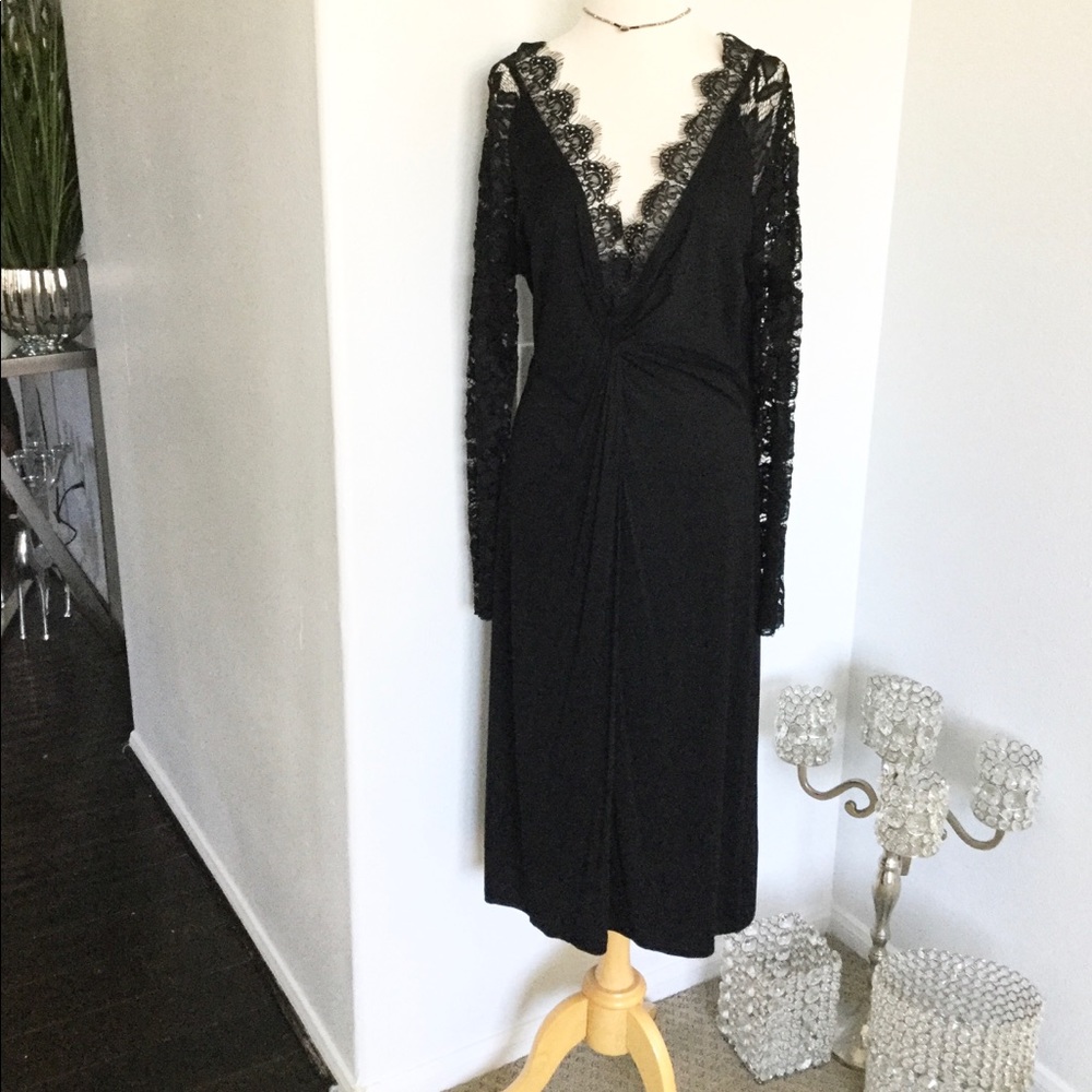 Plus Size Black Dress Lace Detail